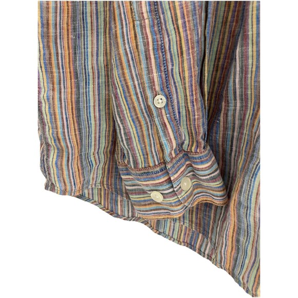 Men's 32 Bar Blues Long Sleeve Shirt Linen Colorful Striped Size Large - Picture 4 of 7
